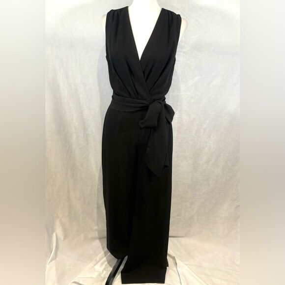 Alex Marie black wrap top wide leg jumpsuit size 4 - Picture 2 of 7